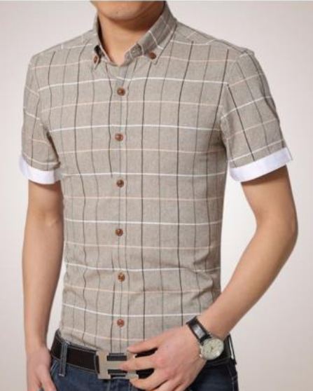 เสื้อเชิ้ตผู้ชาย ใส่ทำงาน เสื้อคอปกแขนสั้น ลายสก๊อต ลายตาราง สี่เหลี่ยม แบบสวย พับแขน อีกสี เสื้อผู้ชาย แบบติดกระดุม ดีไซน์ สวย เข้ารูป 212890