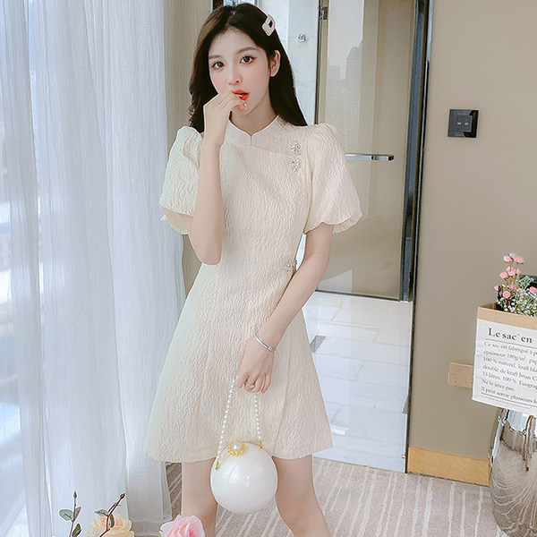 เดรสลูกไม้ เดรสชีฟองสวยๆ แขนสั้น By Meiyi women's clothing