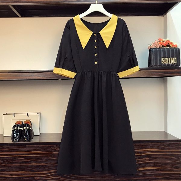 เดรสคนอ้วน เดรสสาวอวบ ชุดเดรสคนอ้วนวัยรุ่นแขนสั้น BY PLUS SIZE Girl