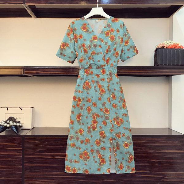 เดรสคนอ้วน เดรสสาวอวบ ชุดเดรสคนอ้วนวัยรุ่นแขนสั้น BY PLUS SIZE Girl