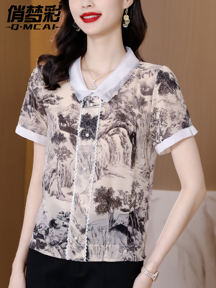เสื้อชีฟอง เสื้อแฟชั่นสุภาพสตรีวัยผู้ใหญ่ มีไซต์ อก34นิ้ว-43นิ้ว