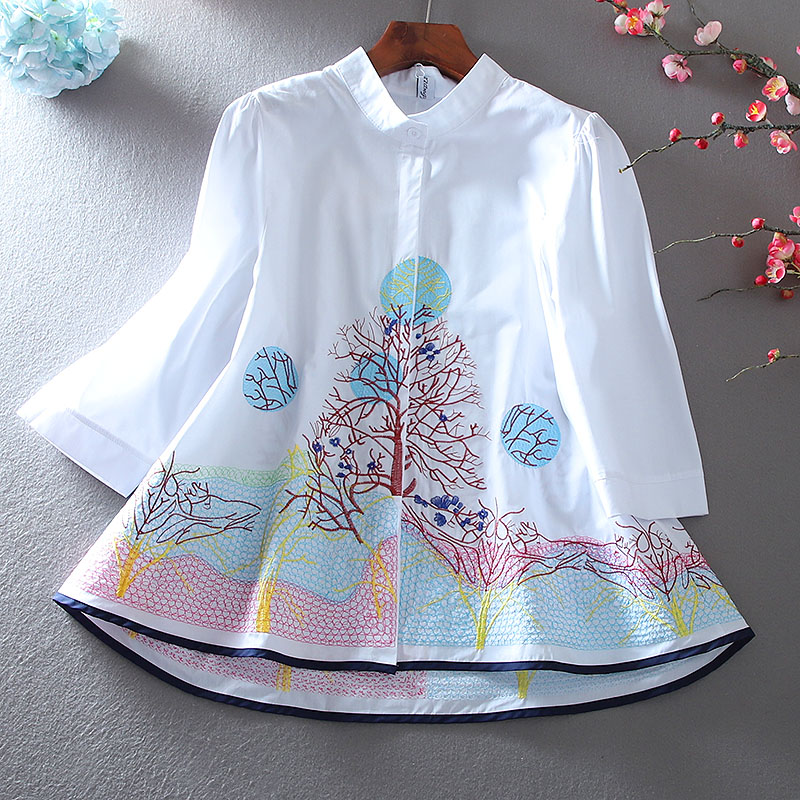 เสื้อลินิน เสื้อผ้าฝ้ายลินิน เสื้อเชิ้ตผ้าลินิน ปักลายสวยๆด้วยด้าย สไตล์VINTAGE BY Dreamroom