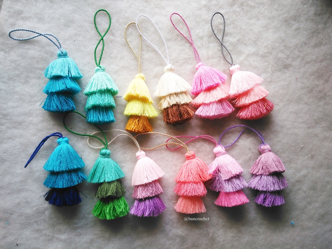 (ราคาส่ง) พวงกญแจพู่แขวนกระเป๋า Tassel keychains หลากสี 5.5-6 นิ้ว