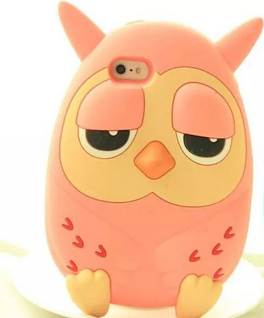 เคส iphone 6 ขนาด 4.7 นิ้ว เคสซิลิโคน อย่างหนา เคสนกฮูก ตาปรือ เคส 3 D ลายหายาก นกฮูก สีชมพู พีช 5073122