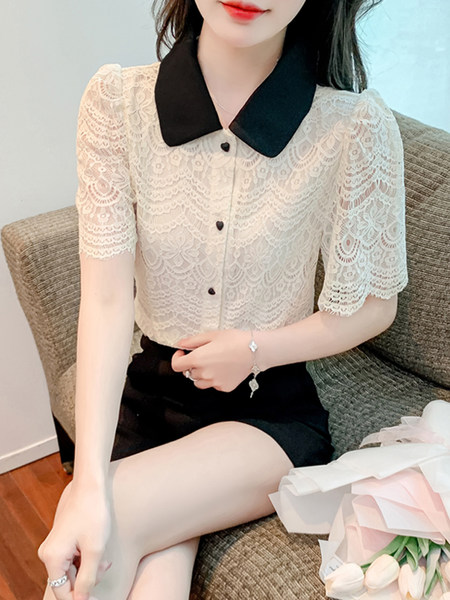 เสื้อลูกไม้ แขนสั้น
