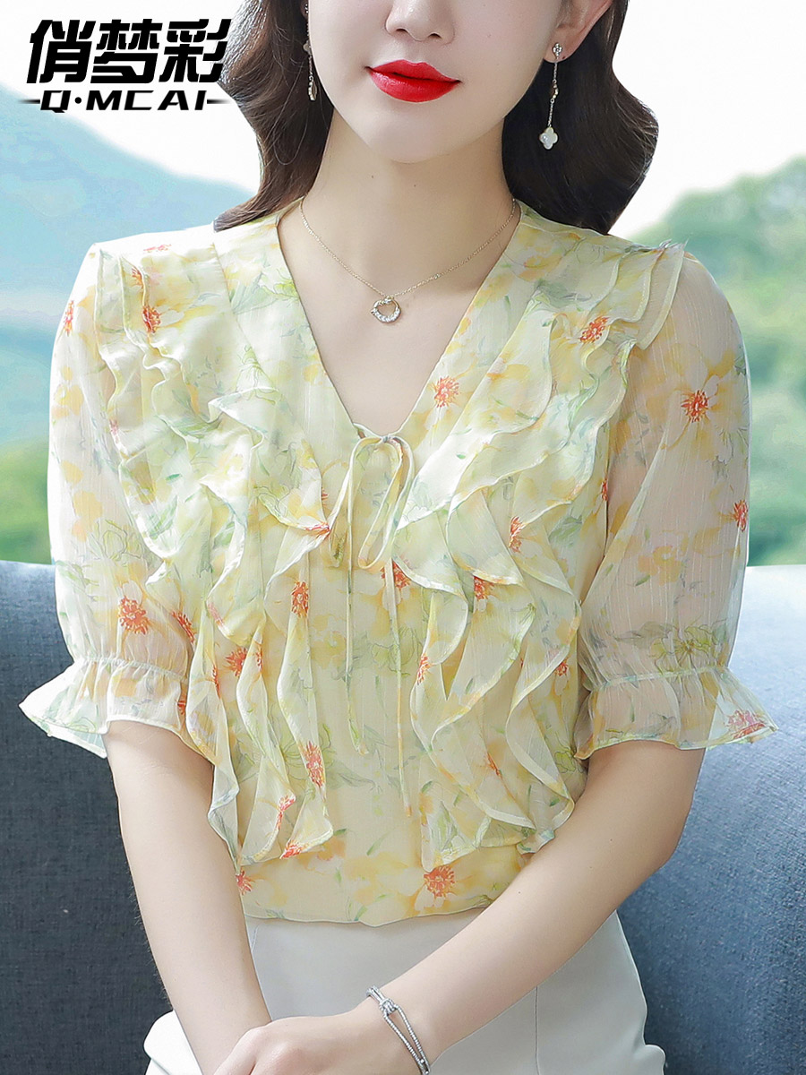 เสื้อชีฟอง เสื้อแฟชั่นสุภาพสตรีวัยผู้ใหญ่ มีไซต์ อก34นิ้ว-43นิ้ว