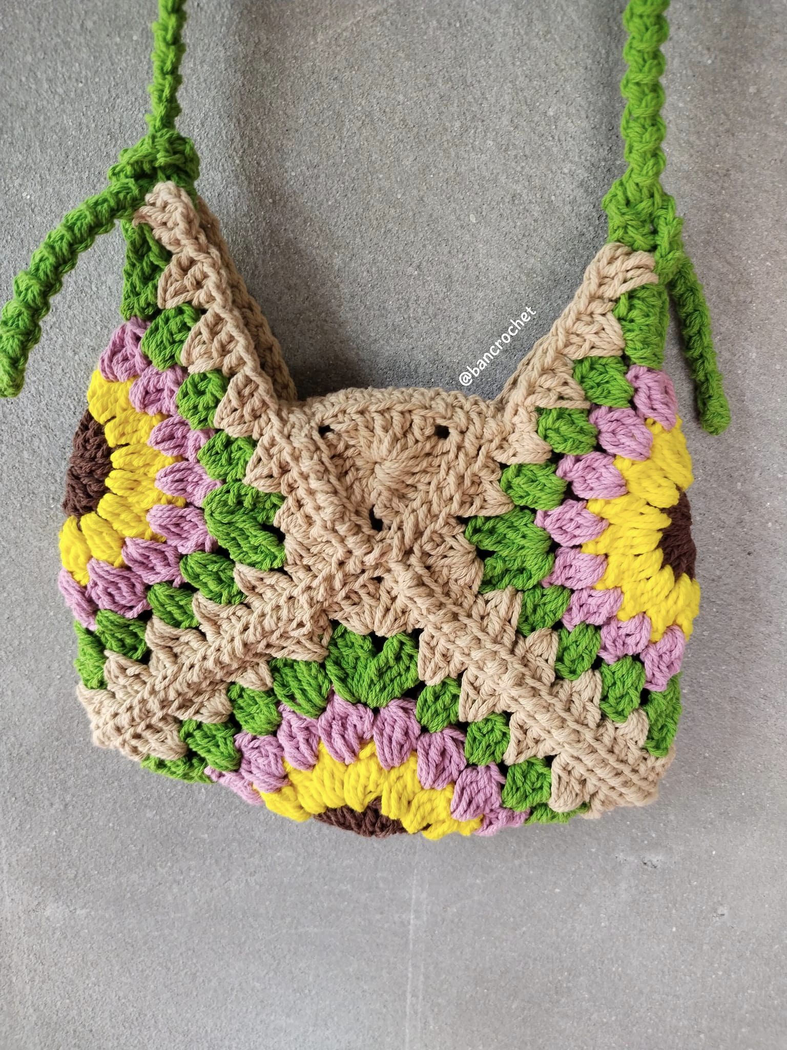 Bancrochet กระเป๋าถักโครเชต์ crochet bag หลากสี 7*5 inch