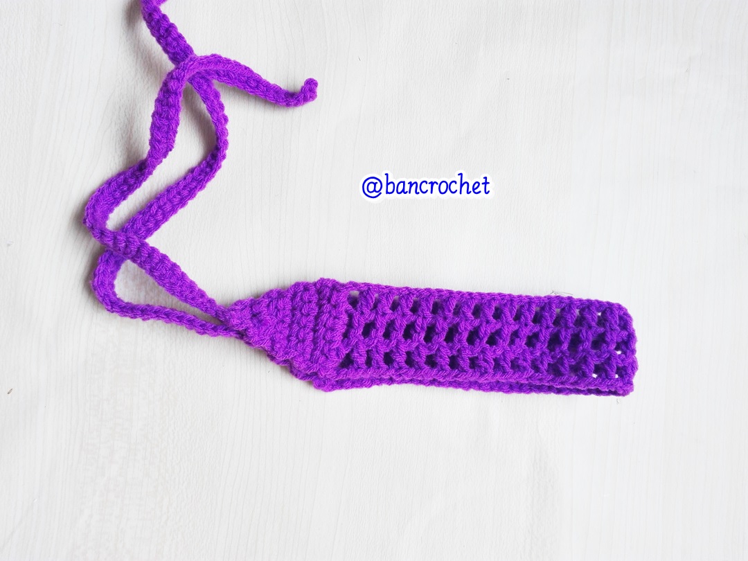 Bancrochet ที่คาดผมถักโครเชต์ crochet headband ม่วงเข็ม 1-1.5*13 inch