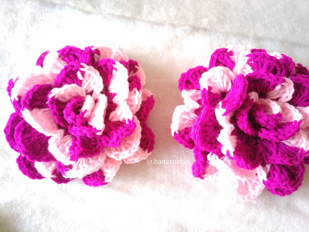 กุหลาบถักไหมพรม Rose Flowers Crochet หลากสี 4 นิ้ว