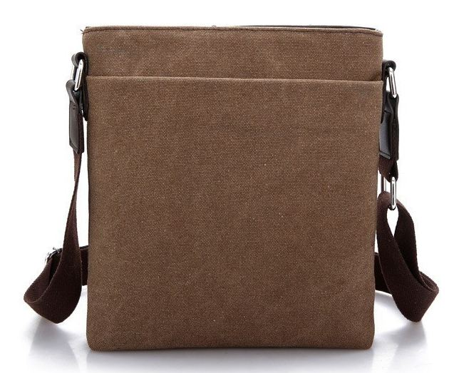 กระเป๋าสะพายข้างผู้ชาย ขนาดกลาง กระเป๋าสะพายผ้าแคนวาส แบบไม่มีฝาปิด ใช้ง่าย กระเป๋าสะพายข้างผู้หญิง ผู้ชายใช้ได้ สีน้ำตาล น้ำเงิน 607366