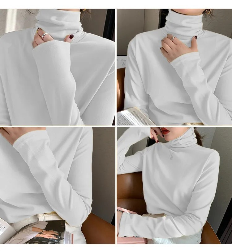 HEATTECH (ฮีทเทค คอเต่าสูง นุ่ม) เสื้อแขนยาว ใส่เพิ่มความอุ่นด้านใน กันหนาว ยืดหยุ่น ผ้าเนื้อนุ่ม