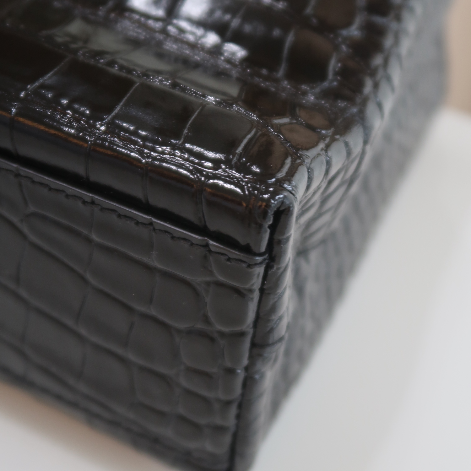 Balenciaga Black Croc Calfskin Shopping Tote XXS