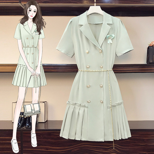 เดรสคนอ้วน เดรสสาวอวบ ชุดเดรสคนอ้วนวัยรุ่นแขนสั้น BY PLUS SIZE Girl
