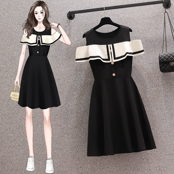 เดรสคนอ้วน เดรสสาวอวบ ชุดเดรสคนอ้วนวัยรุ่นแขนสั้น BY PLUS SIZE Girl