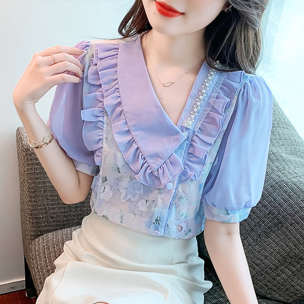 เสื้อลูกไม้ แขนสั้น