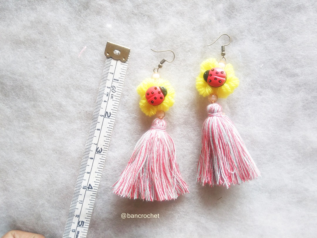 Bancrochet ต่างหูถักโครเชต์ crochet earring หลากสี 4-6 นิ้ว