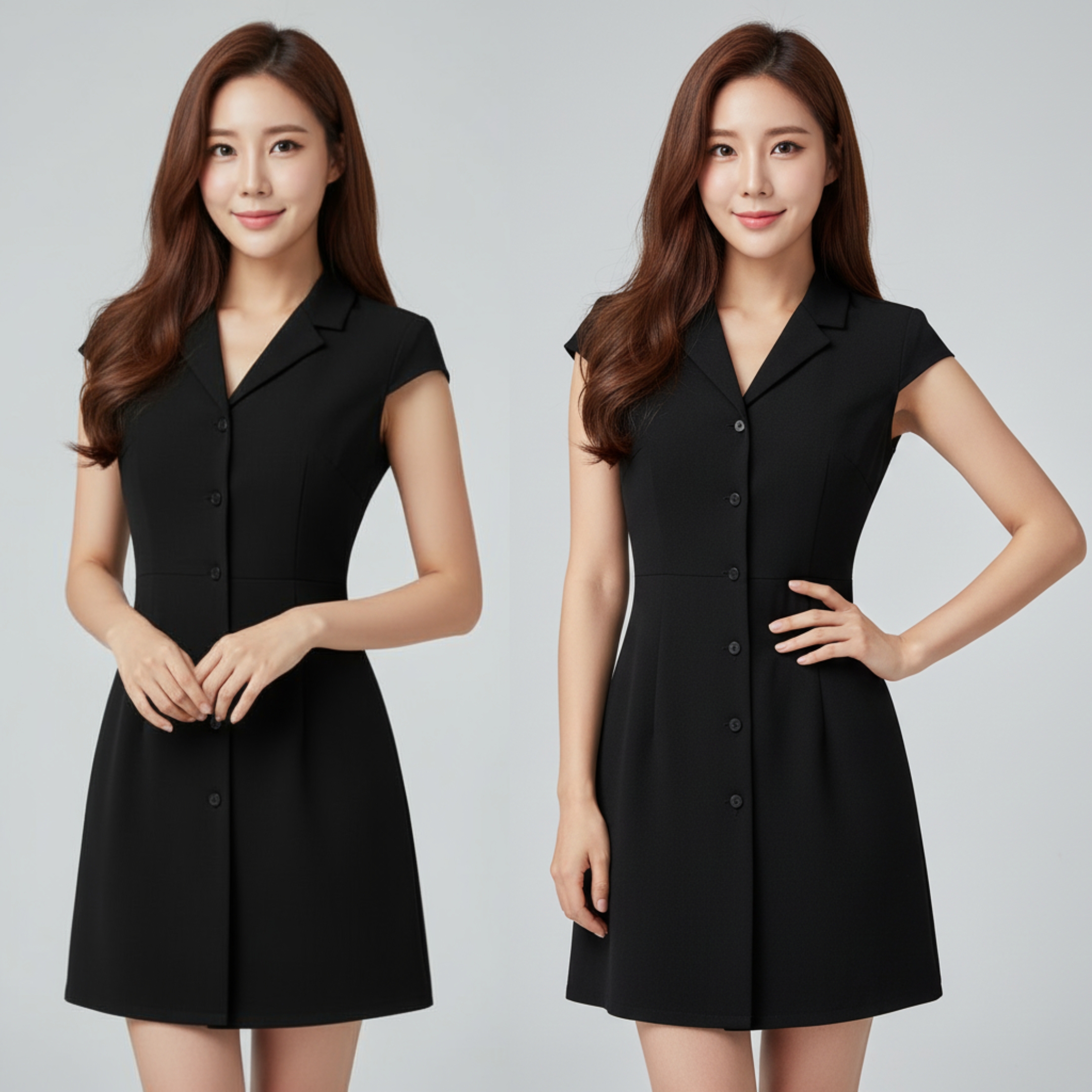 🖤👗 Dress4718 เดรสสีดำคอปกสูท กระดุมผ่าหน้า งานพรีเมียมเรียบหรู คัตติ้งทรงสวย ใส่ทำงานก็ได้ ออกเดทก็เก๋