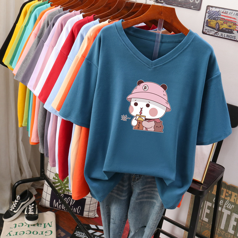เสื้อยืดคอตตอน สกรีนลายน่ารัก มีหลากหลายสี ส่งฟรีทั่วไทย BY JIMIAO