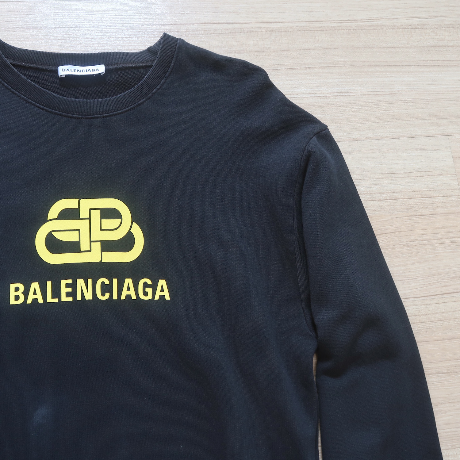 Balenciaga Black Yellow BB Craw Logo Sweater