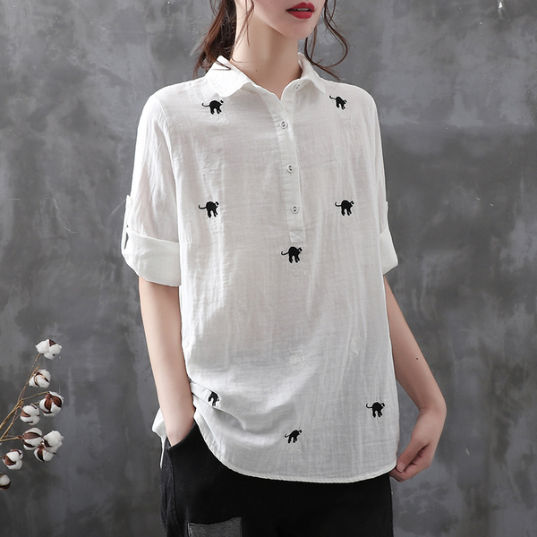 เสื้อเชิ้ตผ้าฝ้ายลินิน ขายเสื้อเชิ้ต ผ้าลินิน เสื้อเชิ้ตผ้าฝ้ายผู้หญิง
