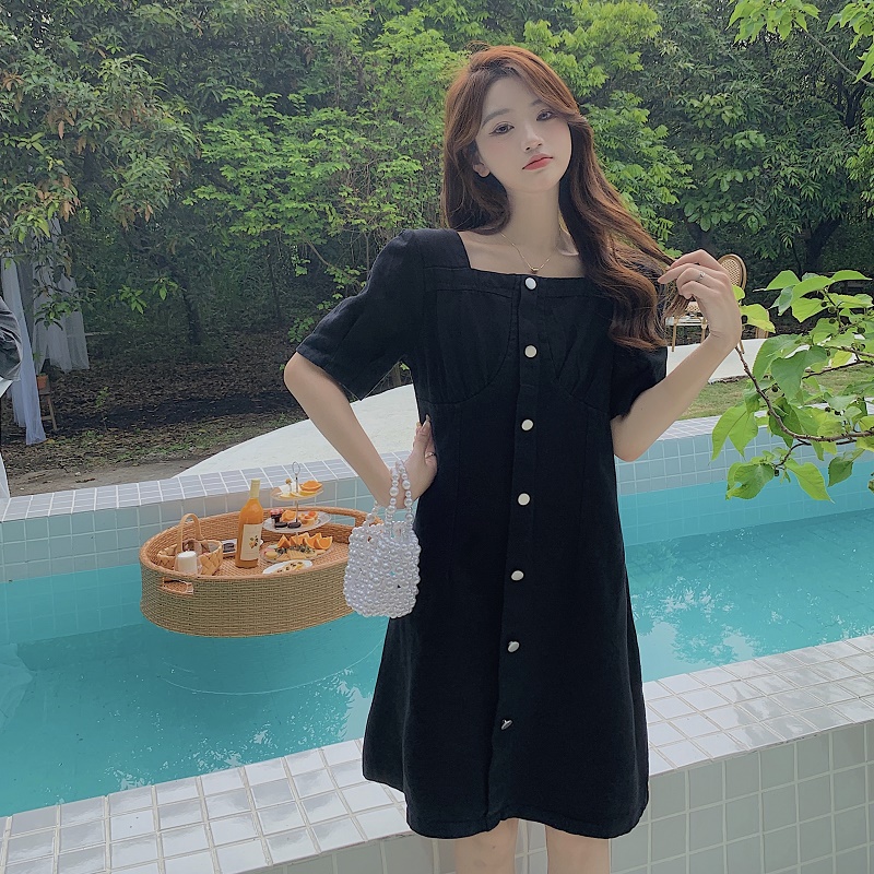 เดรสแขนสั้น มีไซส์ L-4XLอก 38-47 นิ้ว ใส่ได้ทั้งสาวหุ่นดีน่ารักจนถึงสาวอวบพลัสไซส์