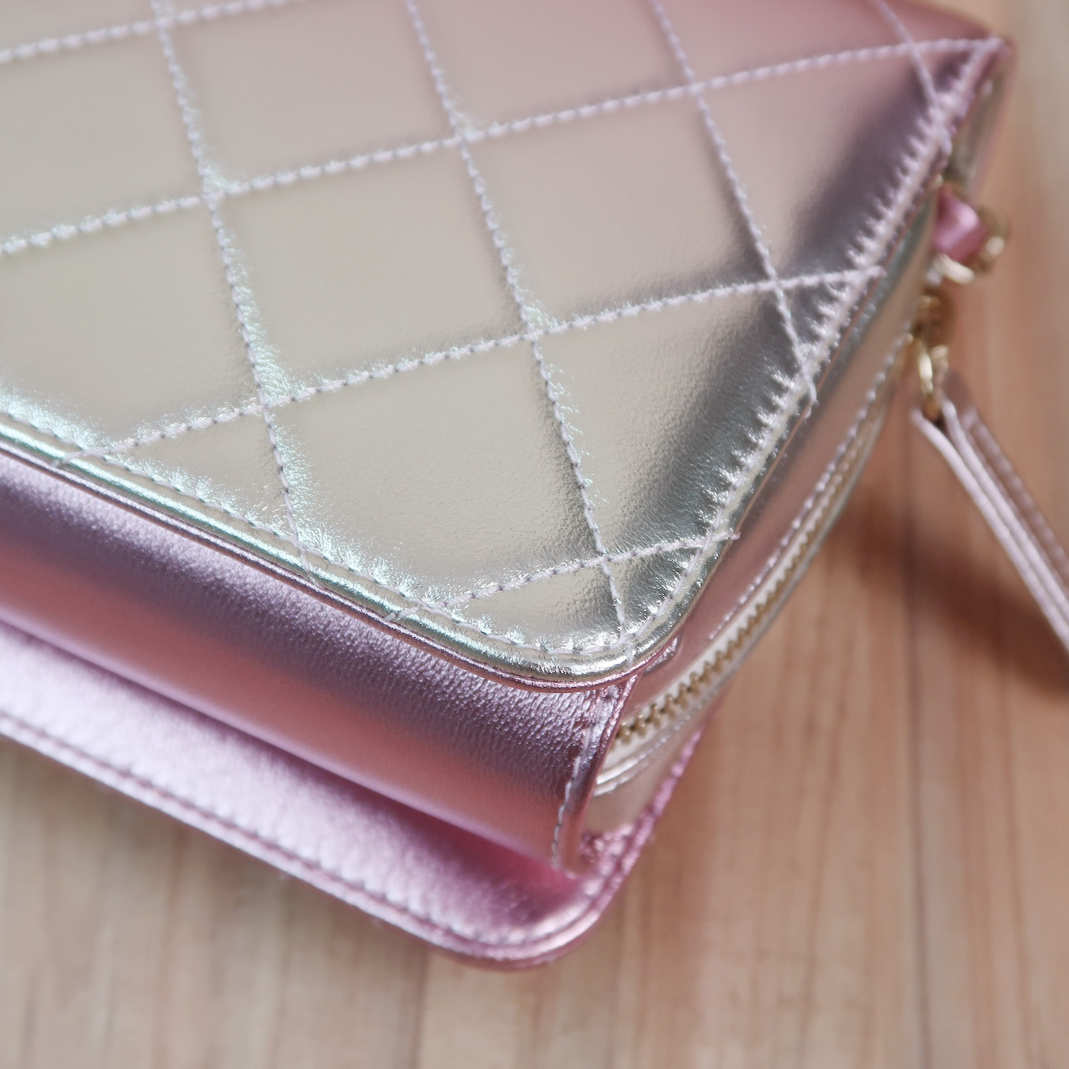 Chanel Rose Pink Metallic Lambskin Like A Wallet Flap GHW