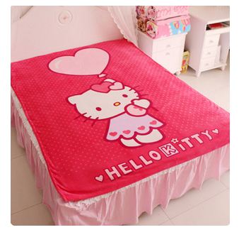 ผ้าห่มกำมะหยี่ เนื้อนุ่ม Hello Kitty สีแดง