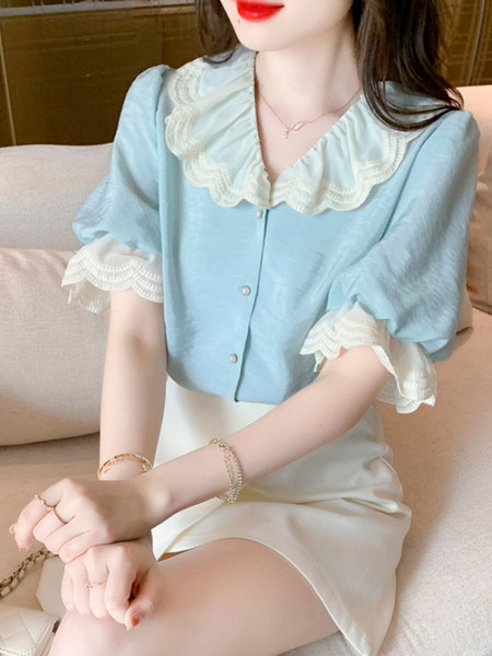 เสื้อลูกไม้ แขนสั้น