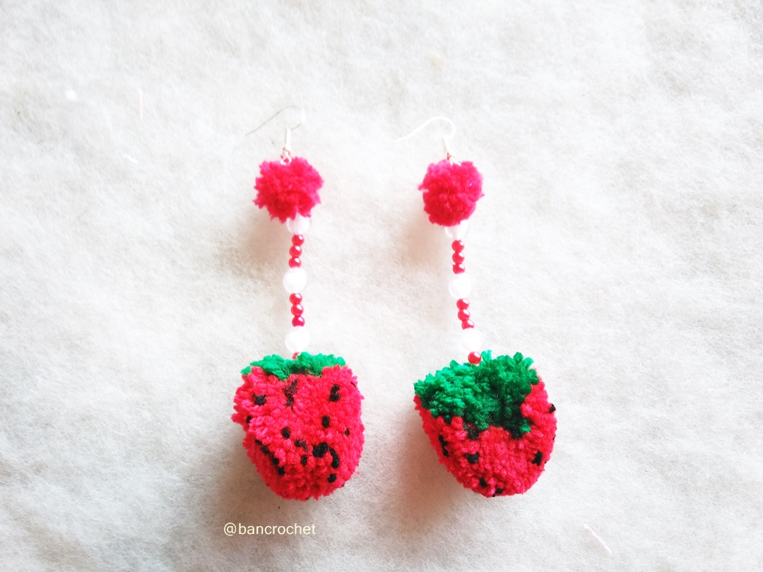 Bancrochet ต่างหูถักโครเชต์ crochet earring หลากสี 4-6 นิ้ว