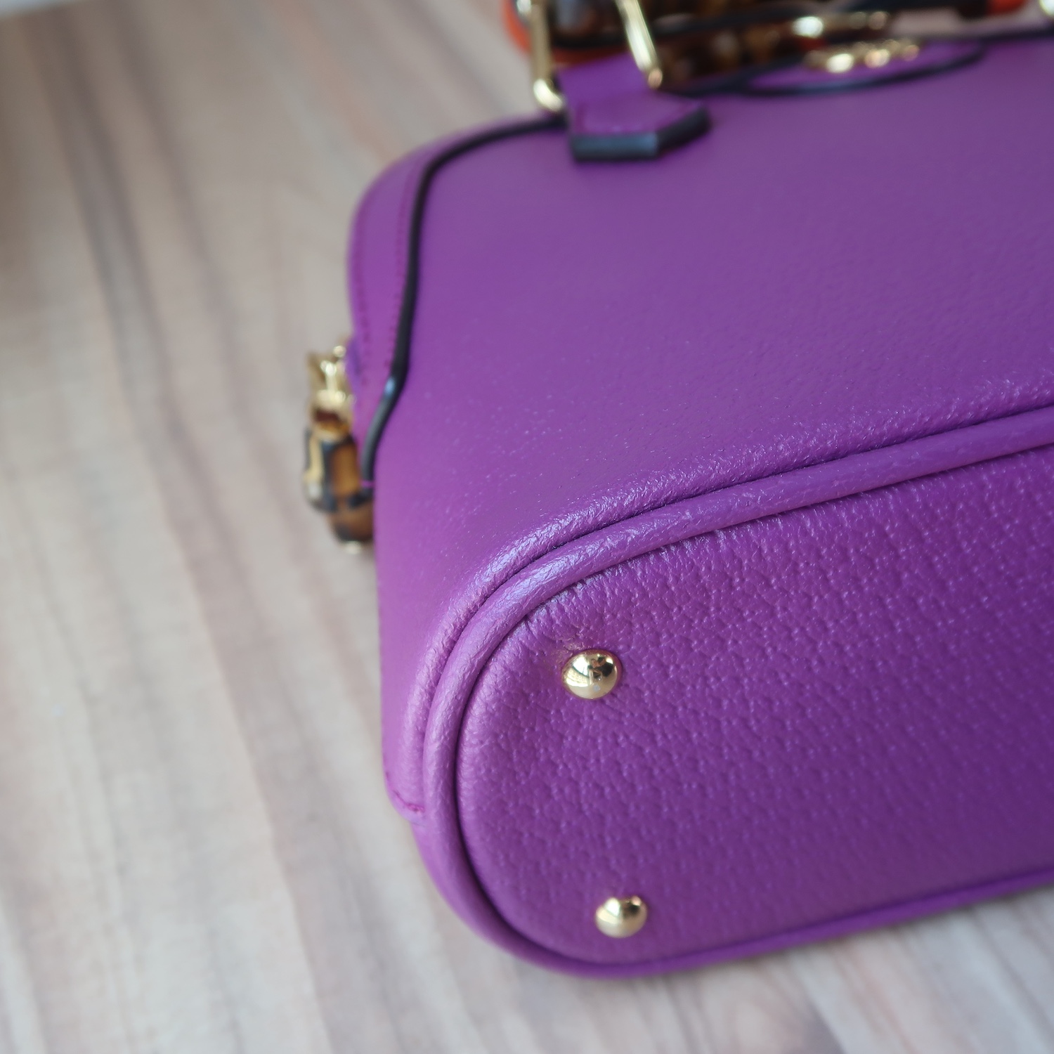 Gucci Purple Calfskin Diana Bamboo Top Handle Mini Dome Tote