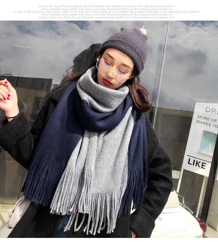 ผ้าพันคอไหมพรม ผืนใหญ่ สไตล์เกาหลี ผ้านุ่ม ใส่ได้ทั้งผู้ชายและผู้หญิง พร้อมส่ง same pic