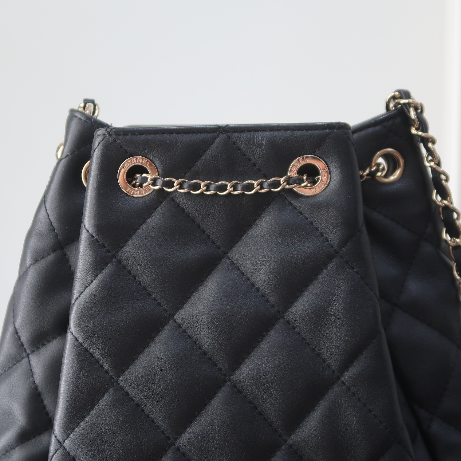 Chanel Black Lambskin Medium Drawstring GHW