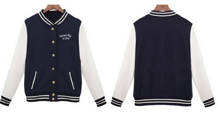 เสื้อ แจ็คเก็ต ผู้หญิง สไตล์ เสื้อ เบสบอล สีน้ำเงิน กรมท่า เสื้อ jacket แฟชั่น สาวยุโรป ใส่เที่ยว ใส่กันแดด แบบสวย ดีไซน์เก๋ 213836