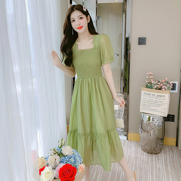 เดรสลูกไม้ เดรสชีฟองสวยๆ แขนสั้น By Meiyi women's clothing