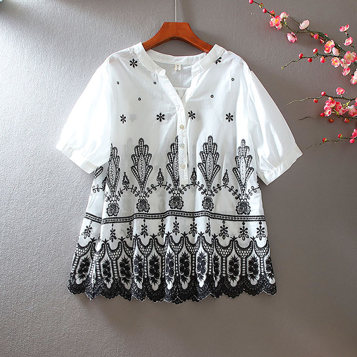 เสื้อลินิน เสื้อผ้าฝ้ายลินิน เสื้อเชิ้ตผ้าลินิน ปักลายสวยๆด้วยด้าย สไตล์VINTAGE BY Dreamroom
