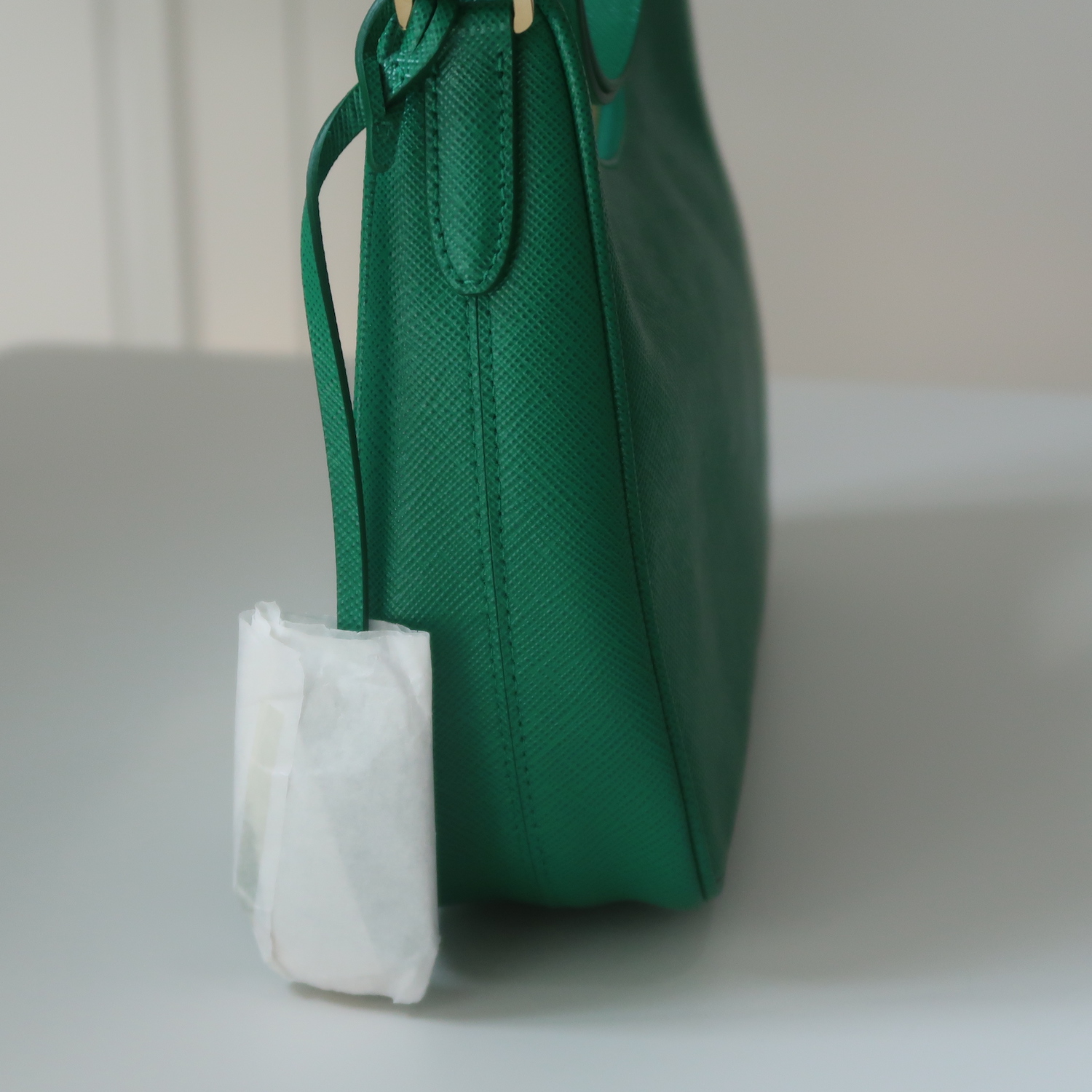 Prada Mango Green Saffiano Re-Edition Mini Hobo 1BC204 (2022)