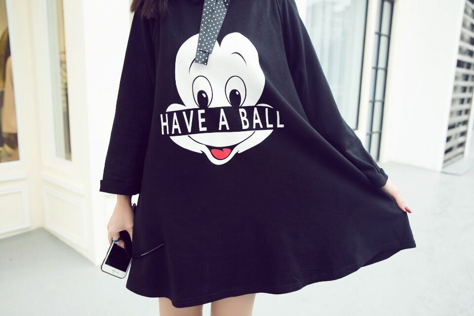 เสื้อแขนยาว สกรีนลายมิกกี้เมาส์ น่ารัก ผ้า cotton ไม่หนา ใส่เป็นเสื้อตัวยาวได้ค่ะ black