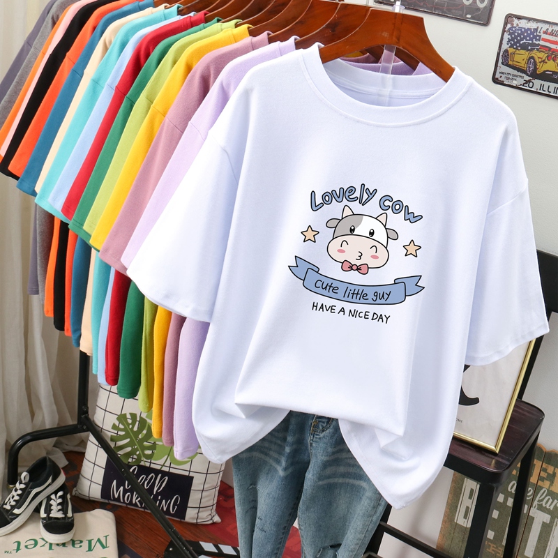 เสื้อยืดคอตตอน สกรีนลายน่ารัก มีหลากหลายสี ส่งฟรีทั่วไทย BY JIMIAO