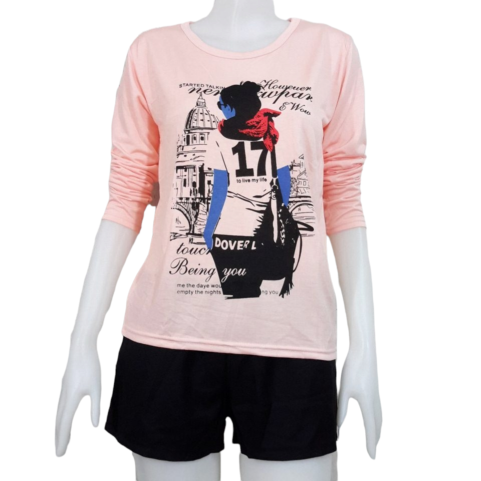 Blouse3668 เสื้อยืดแขนยาวสีพื้นสกรีนลายเก๋ๆ (มีหลายสีหลายลาย) ผ้าคอตตอนเนื้อดีนุ่มใส่สบาย งานดีแมทช์ง่าย แมทช์ได้ทั้งขาสั้นและขายาว