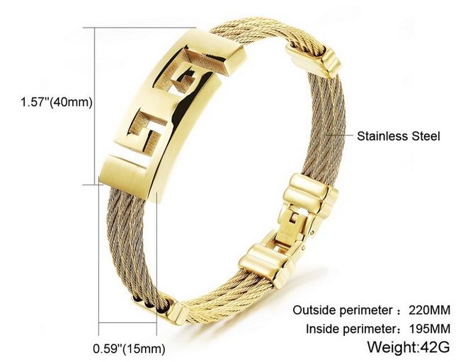 สร้อยข้อมือผู้ชาย กำไลข้อมือชาย 316L stainless steel กำไลทอง รูปตัว G ชนกัน เพิ่มความหรูหรา ให้กับ ข้อมือของคุณ ของขวัญให้แฟน คนพิเศษ 257017