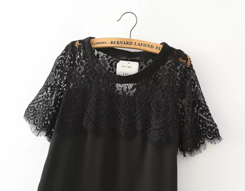 Blouse3507 เสื้อแต่งลูกไม้ช่วงอกและแขน ผ้าชีฟองเนื้อหนาสีพื้น งานน่ารัก แมทช์กับขาสั้นหรือขายาวก็ดูดีไม่แพ้กัน