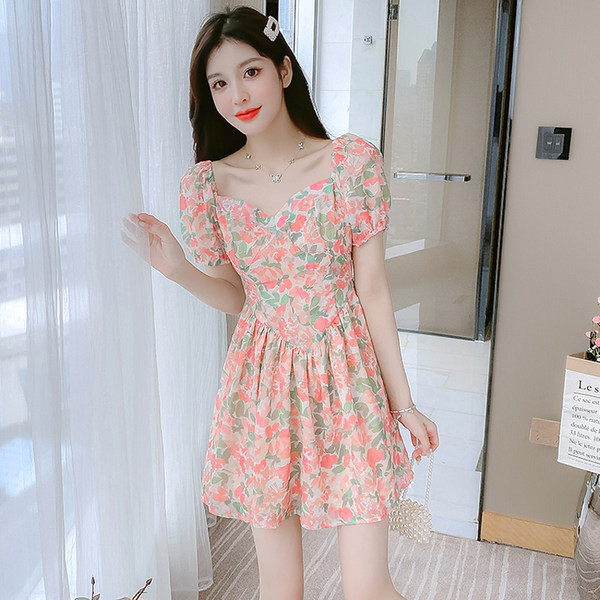 เดรสลูกไม้ เดรสชีฟองสวยๆ แขนสั้น By Meiyi women's clothing