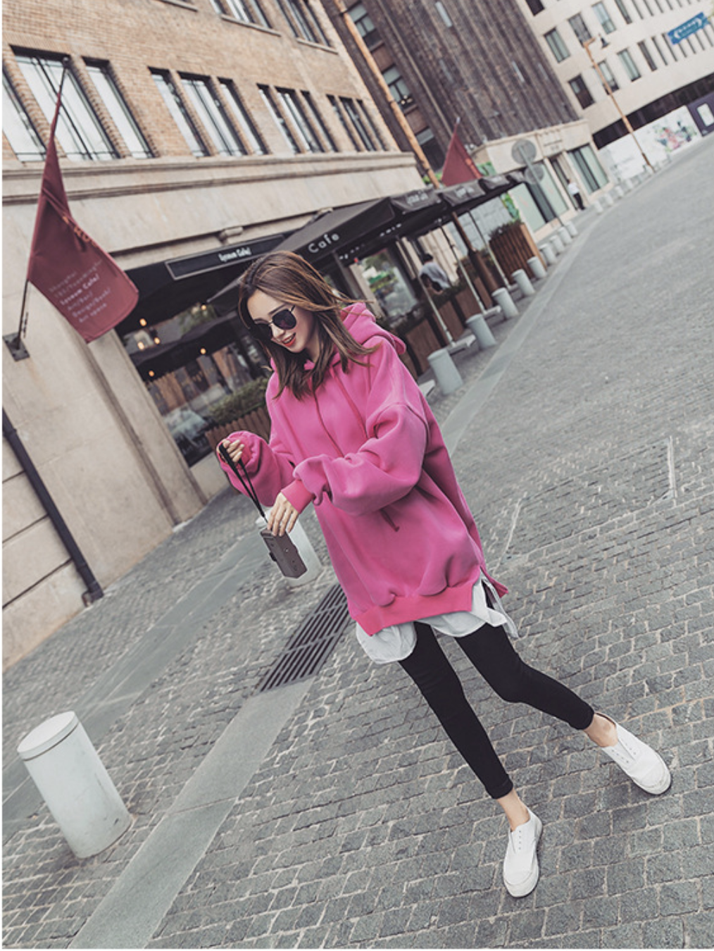 เสื้อกันหนาวฮู้ดดี้ แฟชั่นเกาหลี หูหมี ผ้าเนื้อนุ่ม ด้านในเป็นผ้าสำลี กันหนาวได้จ้า พร้อมส่ง งานจริงในภาพสุดท้าย ชมพู