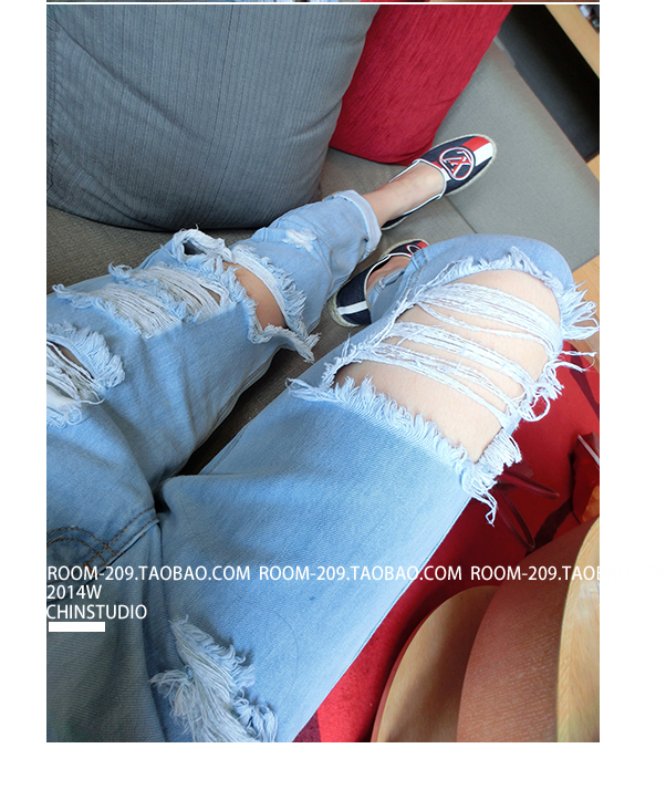 กางเกงยีนส์ แต่งขาดๆ แนวๆ เท่ๆ พร้อมส่ง same pic