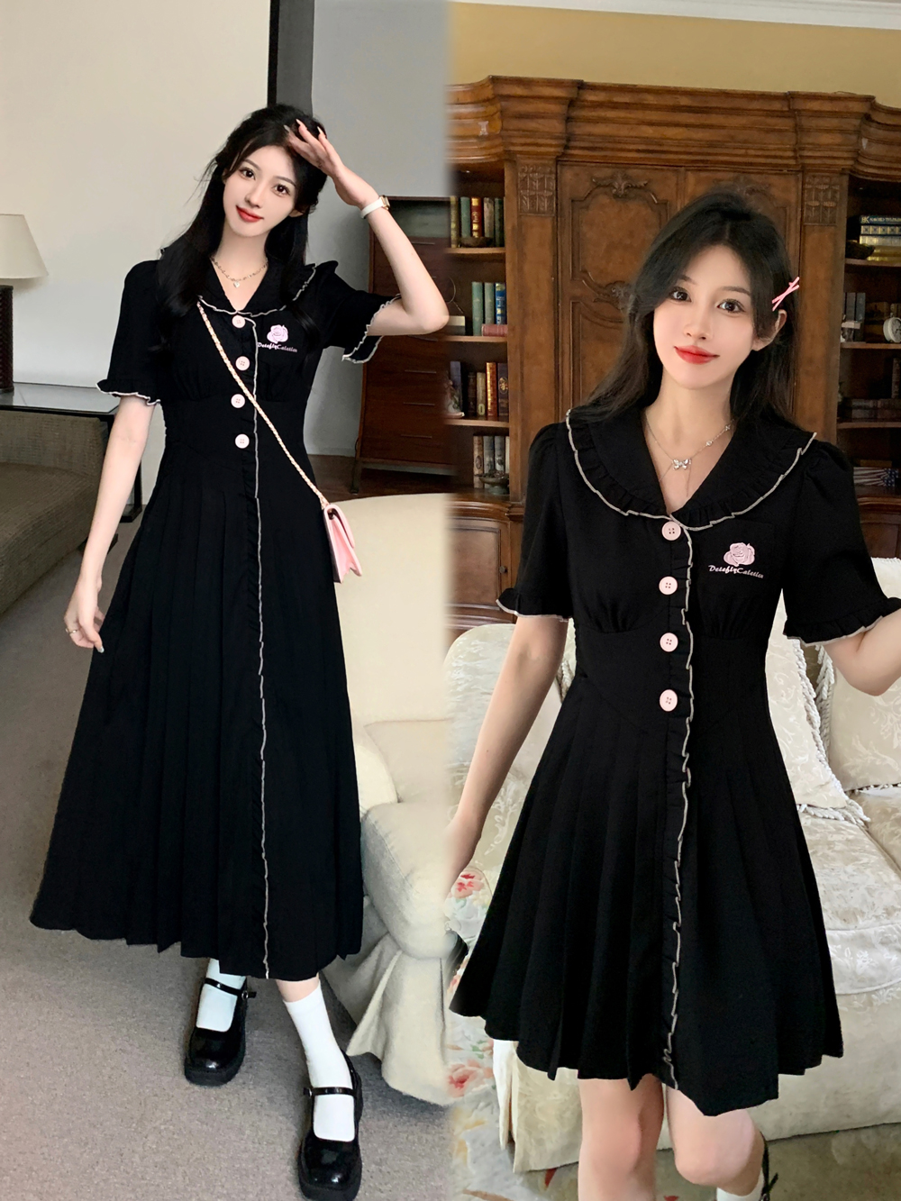 เดรสแขนสั้น มีไซส์ L-4XLอก 38-47 นิ้ว ใส่ได้ทั้งสาวหุ่นดีน่ารักจนถึงสาวอวบพลัสไซส์ จัดส่งฟรี! ทักแชทสั่งซื้อ