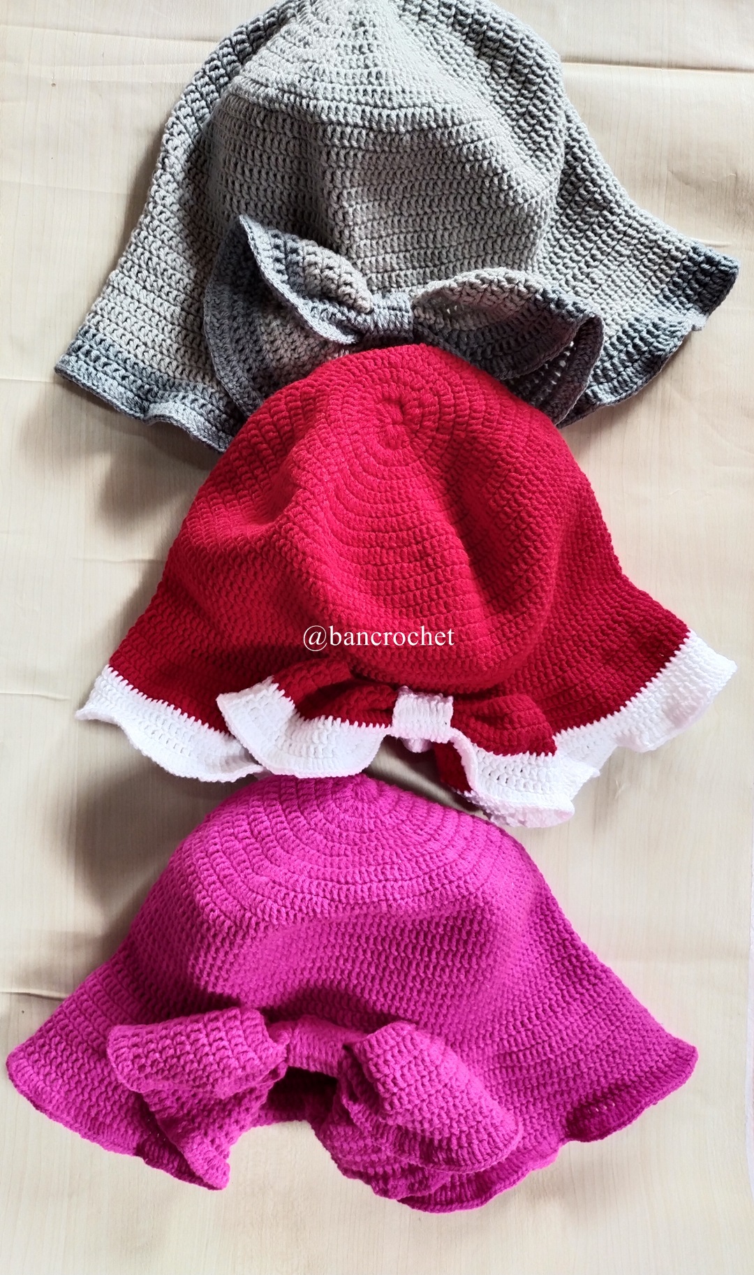 Bancrochet หมวกถักโครเชต์ลายโบว์ crochet bow hat หลากสี