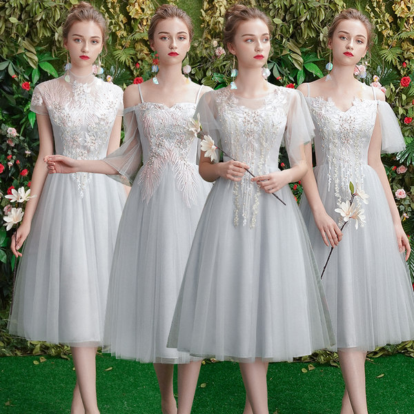 ชุดเพื่อนเจ้าสาว ชุดไปงานแต่งงาน ชุดเพื่อนเจ้าสาวสีเทา