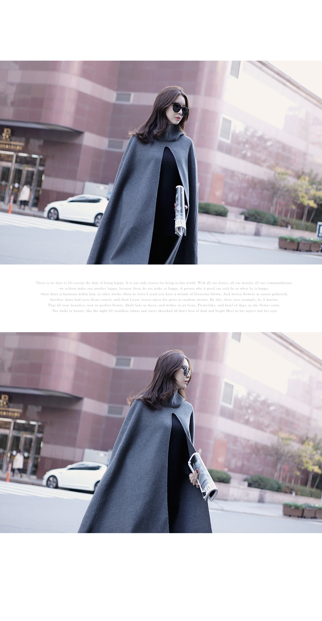 European style woolen cape coat jacket พร้อมส่ง แบบสวยผู้ดี มีฮูด ไฮโซสุดๆ gray