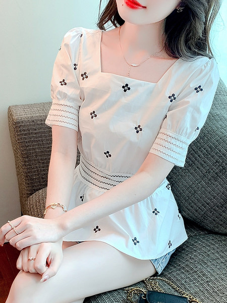 เสื้อลูกไม้ แขนสั้น