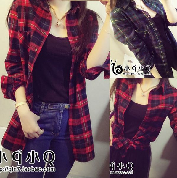 เสื้อคลุมลายสก๊อต แฟชั่นเกาหลี พร้อมส่ง เลือกสีที่พร้อมส่งด้านในเลยจ้า
